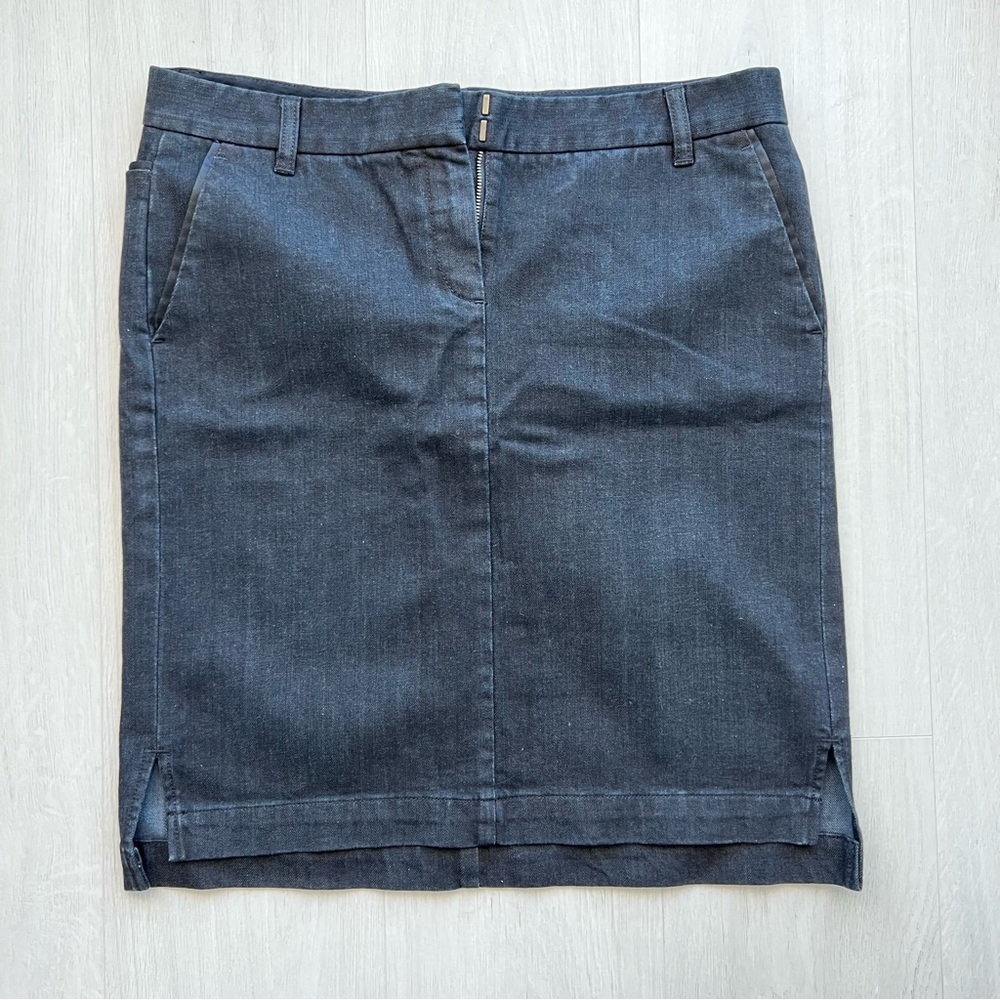 THEORY black denim skirt sz 10 pencil knee length